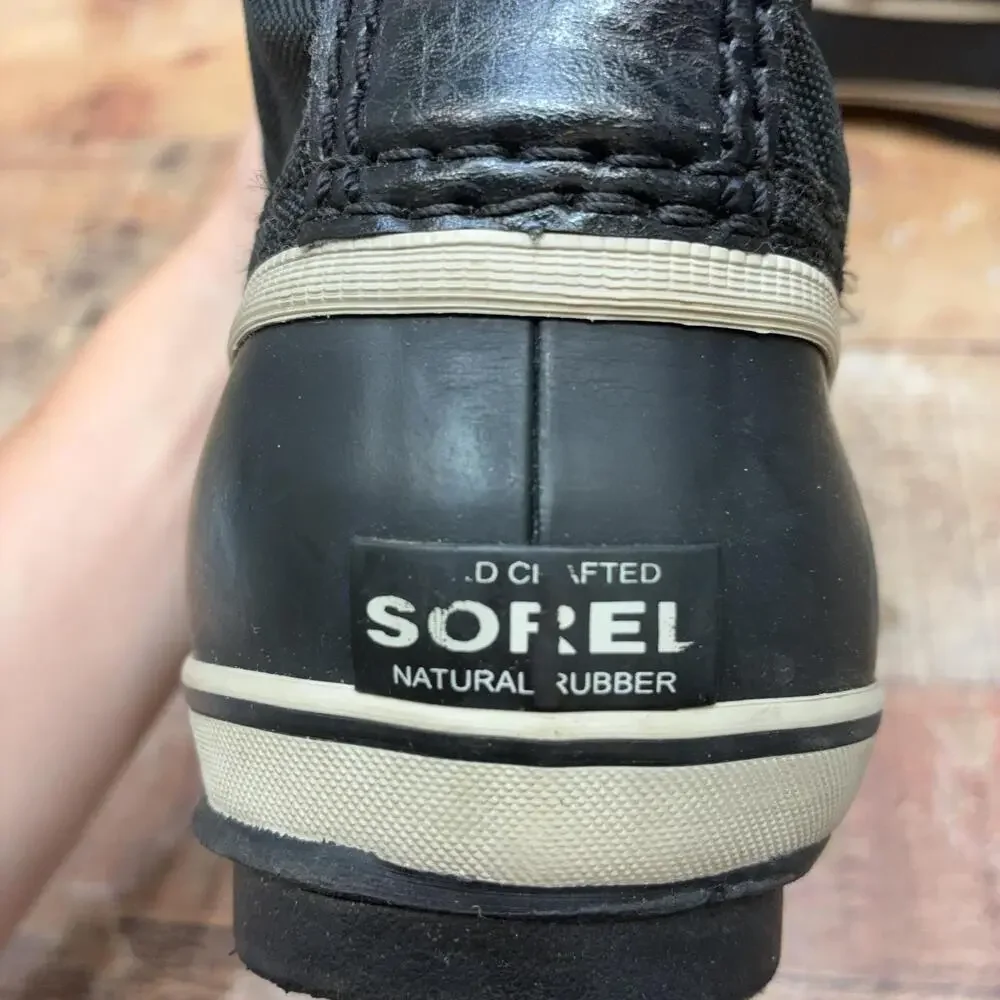 Sorel Snow Boots Kids Size 5 37 Black Nylon Waterproof Mid Calf NY1962-010